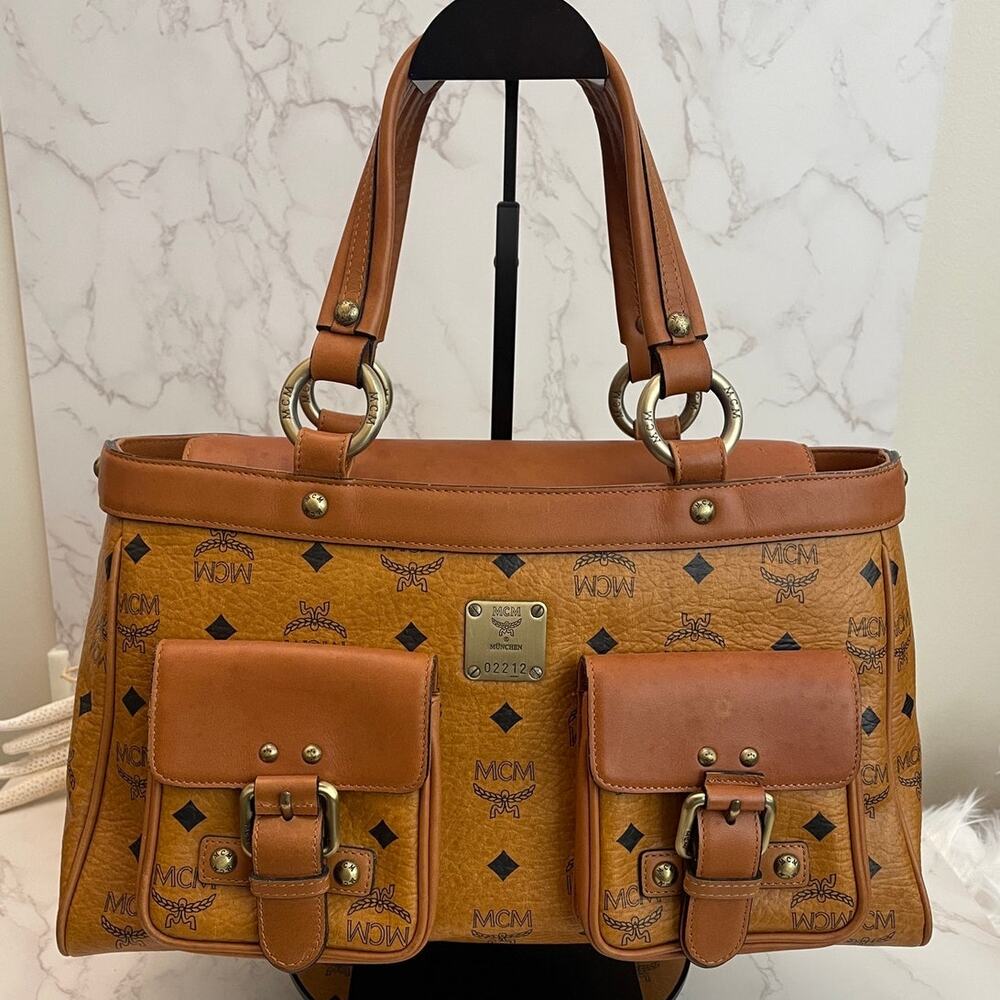 MCM Vintage Top Handle Satchel / Tote Cognac Visetos Monogram Pre-Owned - Picture 1 of 13